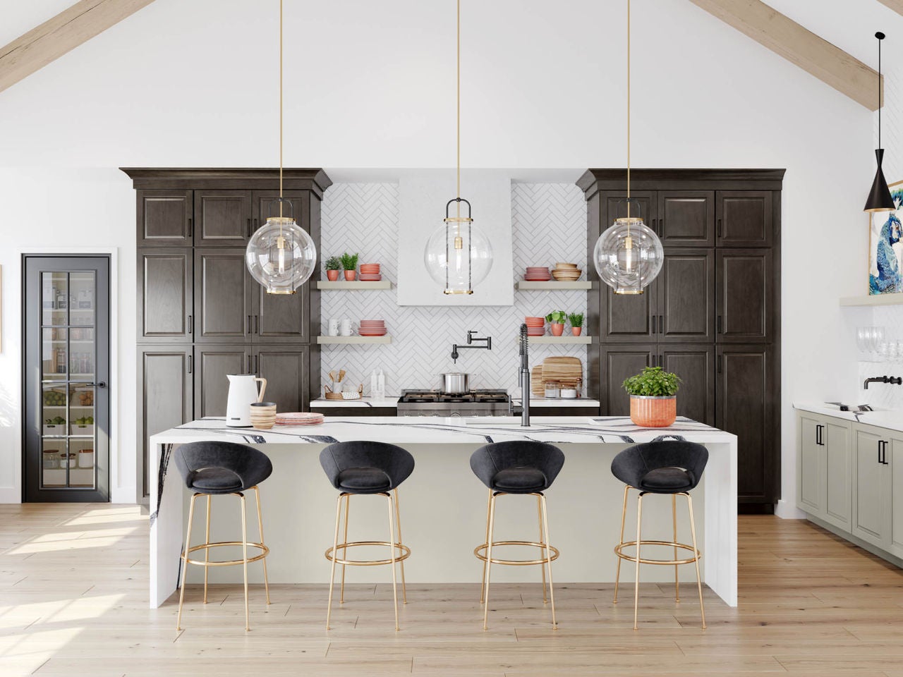 Warm neutral kitchen cabinets
